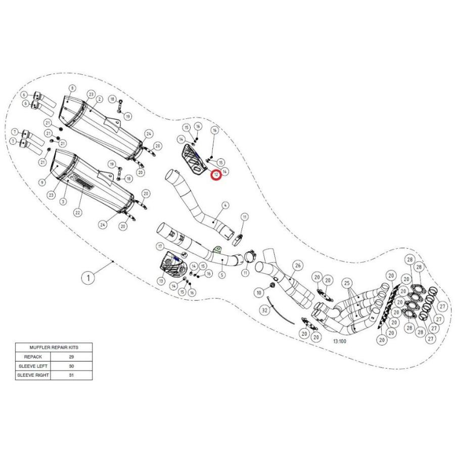 AKRAPOVIC（アクラポビッチ） 【リペアパーツ】P-HSK14R2L heat shield