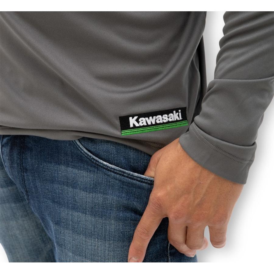 US KAWASAKI US KAWASAKI:北米カワサキ純正アクセサリー Kawasaki 3 Green Lines Cool Dry Long  Sleeve Shirt サイズ：SM