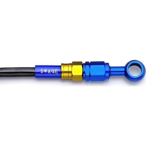 SWAGE-LINE - スウェッジライン 向こう正面 ブレーキホースキット フィッティングカラー：ゴールド／青味 / 配管色合い：ブラックスモークホース SUZUKI スズキ