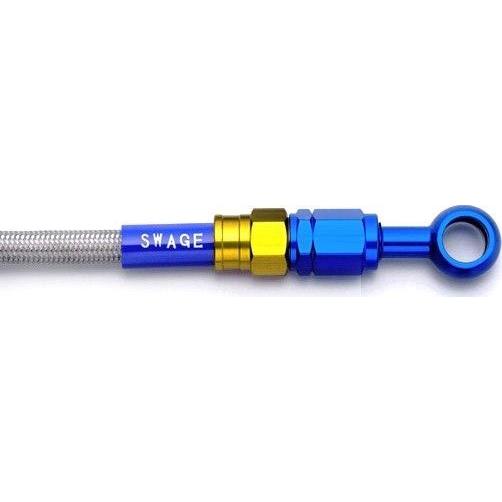 SWAGE-LINE - スウェッジライン 向こう正面 ブレーキホースキット フィッティングカラー：ゴールド／青味 / 配管色合い：せつ然たる ZZ-R1100C KAWASAKI カワサキ