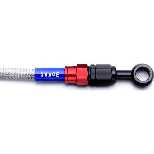 SWAGE-LINE - スウェッジライン 向こう正面 ブレーキホースキット フィッティングカラー：赤いこと／黒いこと / 配管色合い：せつ然たる ZXR400 ZXR400R うち切り