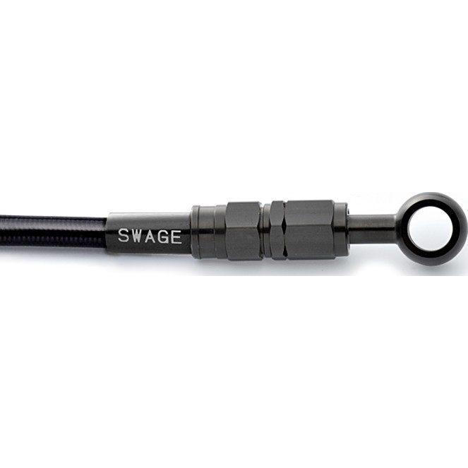 SWAGE-LINE - スウェッジライン 後押し ブレーキホースキット フィッティングカラー：ステンレス鋼黒いこと / 配管色合い：ブラックスモークホース ホーサイバー空間900