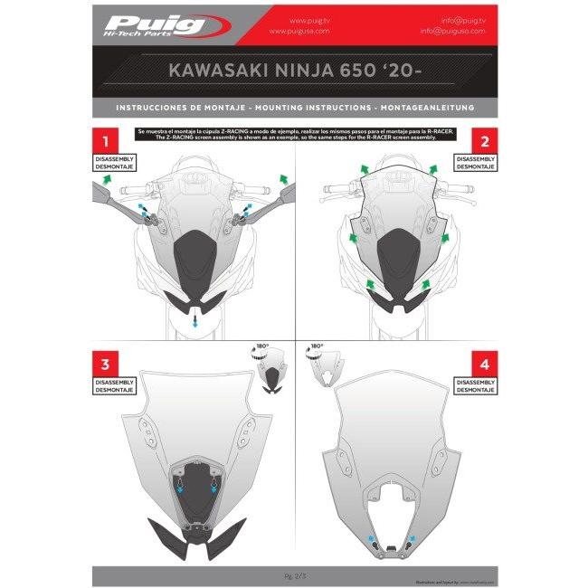 Puig プーチ レーシングスクリーン R-Racer スクリーンカラー：ブラック ニンジャ 650 KAWASAKI カワサキ スクリーン 外装_2