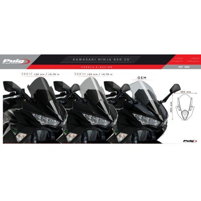 Puig プーチ レーシングスクリーン Z-Racing スクリーンカラー：ブラック ニンジャ 650 KAWASAKI カワサキ スクリーン 外装