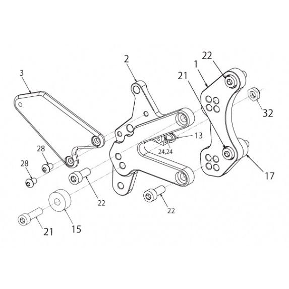 TRICKSTAR トリックスター バックステップキット リペア右側プレートASSY Z900RS KAWASAKI カワサキ その他ステップオプション・補修部品 ステップ 足回り