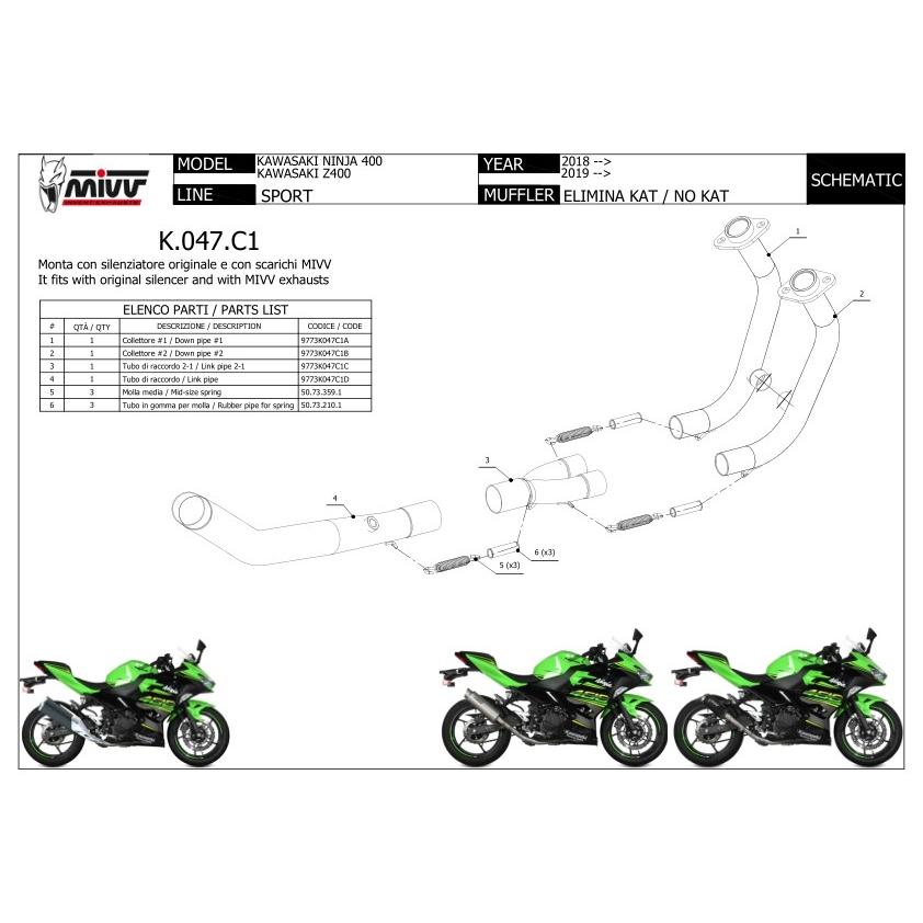 MIVVミヴ MIVV NOKAT PIPE NINJA 400 Z400 KAWASAKI カワサキ KAWASAKI カワサキ