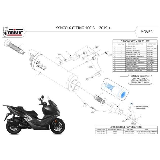MIVV - ミヴ MOVER スリップオンマフラー XCITING 400i S KYMCO キムコ えり巻き