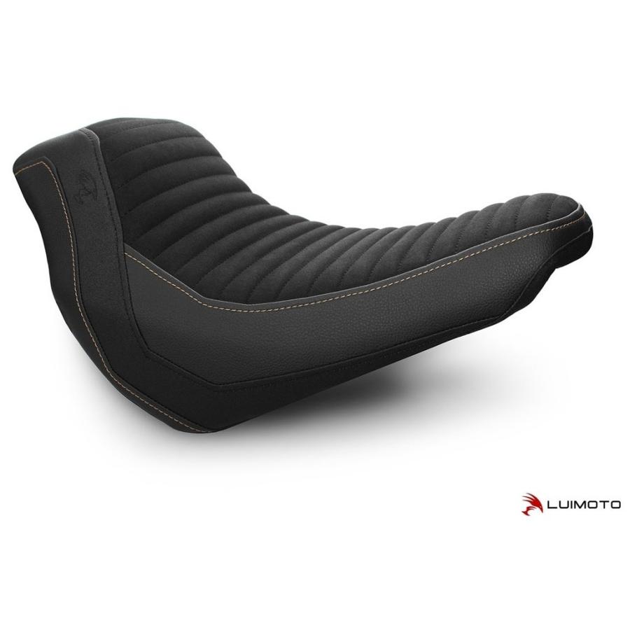 LUIMOTO ルイモト フロント シートカバー タイプ：Classic / カラー：スウェードブラック／PRODIGY ブラック／TEC-GRIP／ブロンズステッチ LOW RIDER S 外装