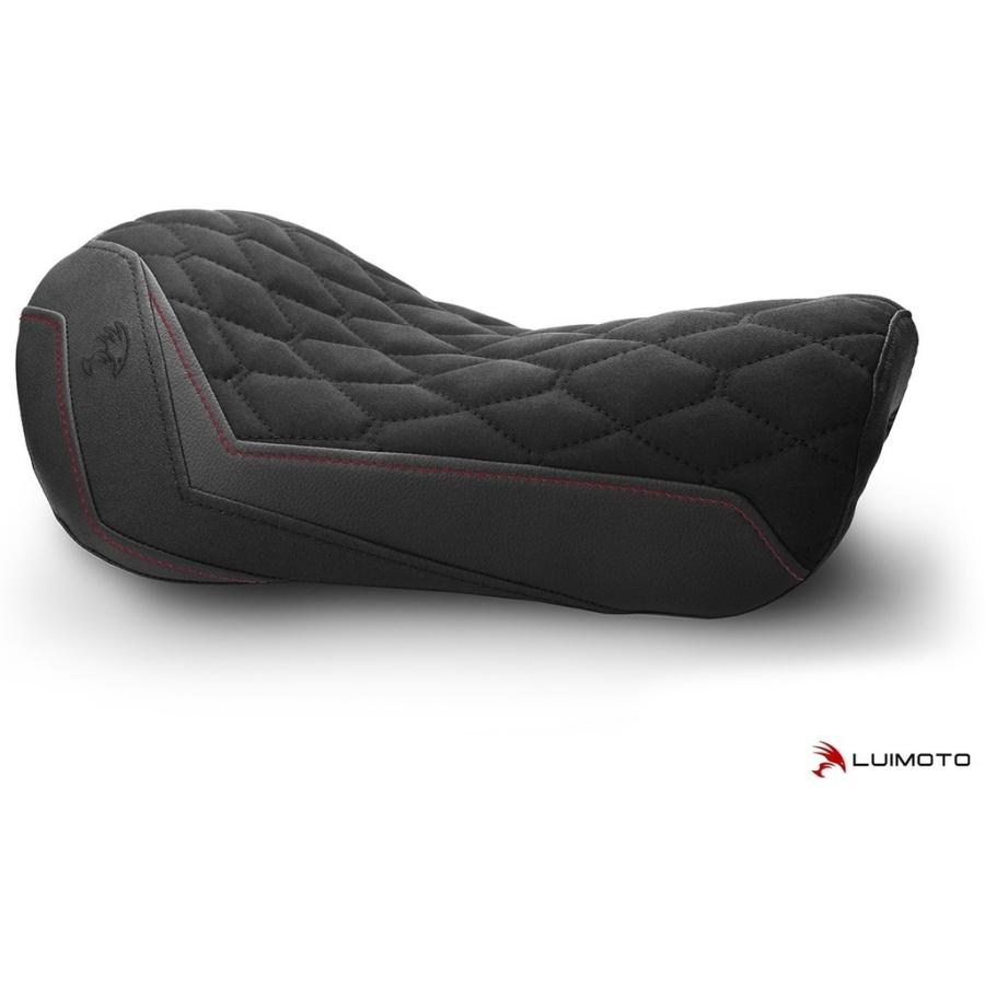 LUIMOTO ルイモト フロント シートカバー タイプ：Hex-Diamond / カラー：スウェードブラック／PRODIGY ブラック／TEC-GRIP／ディープレッドステッチ IRON 883