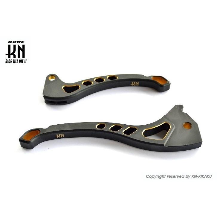 KN企画 ケイエヌキカク KNデュアルカラーレバー3 カラー：ブラック／ゴールド BW’S X BW’S100 BW’S125 RX100 グランドアクシス YAMAHA ヤマハ ハンドル | KN企画