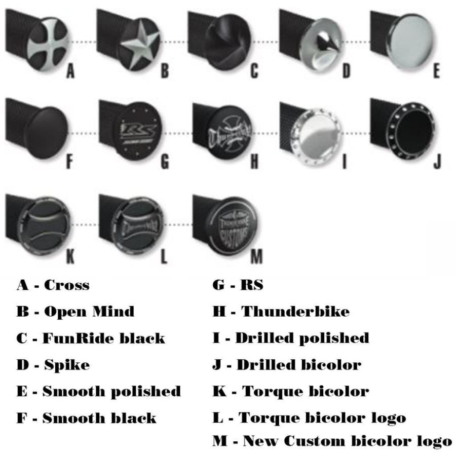 THUNDER BIKE サンダーバイク Toppers エンドキャップ 仕様：M-ニューカスタム・バイカラーロゴ バーエンド