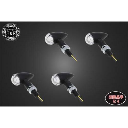 Garage T\u0026F ガレージ 超小型砲弾ウィンカー(LED)ブラック クリアーレンズ仕様キット ステー：C ウインカー 灯火類 電装系