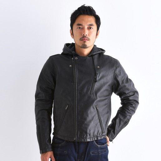DEGNER デグナー フード付きレザーダブルジャケット サイズ：XL レザージャケット ジャケット アパレル
