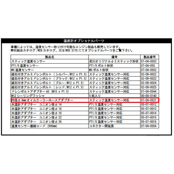 スペシャルパーツ武川 SP武川 SPタケガワ 油温計用アダプター その他油