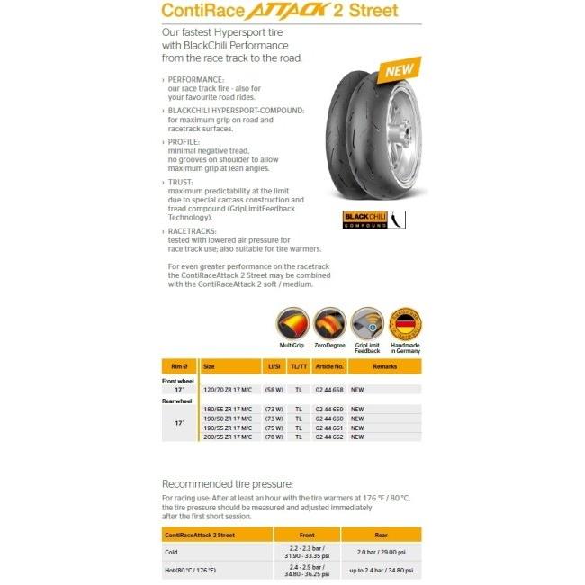 Continental コンチネンタル ContiRaceAttack 2 Street 【180/55 ZR17 M/C (73W) TL Race2Str】 コンチレースアタック2 ストリート タイヤ オンロードタイヤ | コンチネンタル | 09