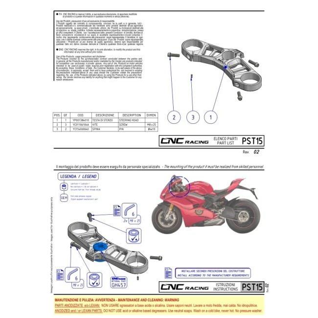 CNC Racing シーエヌシーレーシング トップブリッジ カラー：ブラック／レッド PANIGALE V4 R S SP SP2 30° ANNIVERSARIO 916 DUCATI ドゥカティ ハンドル | CNC RACING | 04
