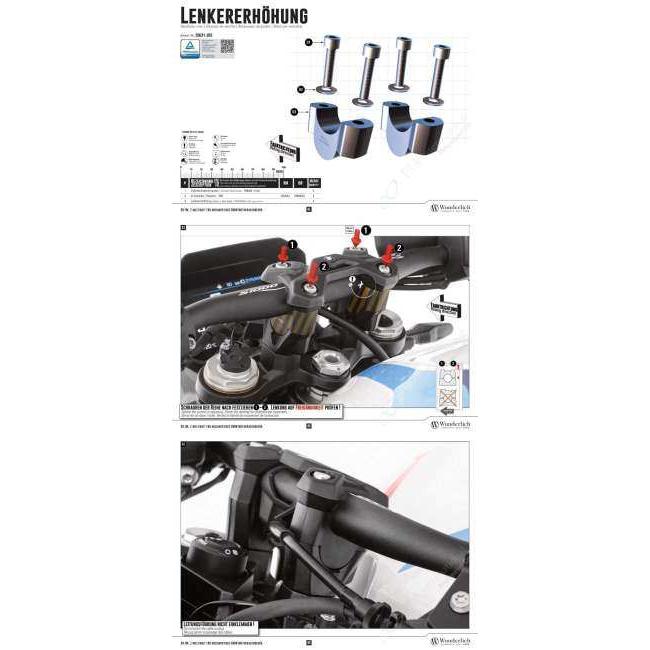 Wunderlich ワンダーリッヒ ハンドルアップキット 25mm M1000R S1000R BMW ハンドルアップスペーサー ハンドル周辺パーツ ハンドルの画像