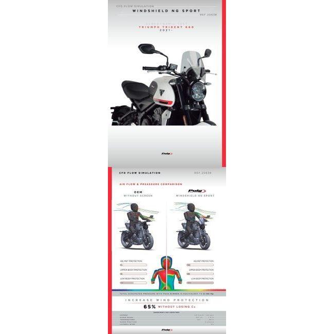 Puig プーチ ニュージェネレーションNKスクリーン (SPORT) カラー：スモーク TRIDENT 660 TRIUMPH トライアンフ スクリーン 外装_10