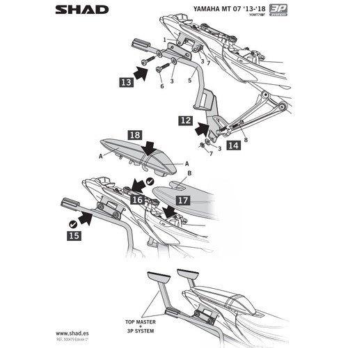 SHAD シャッド 3Pシステム フィッティングキット MT-07 YAMAHA SHAD シャッド 3Pシステム フィッティングキット MT-07 YAMAHA