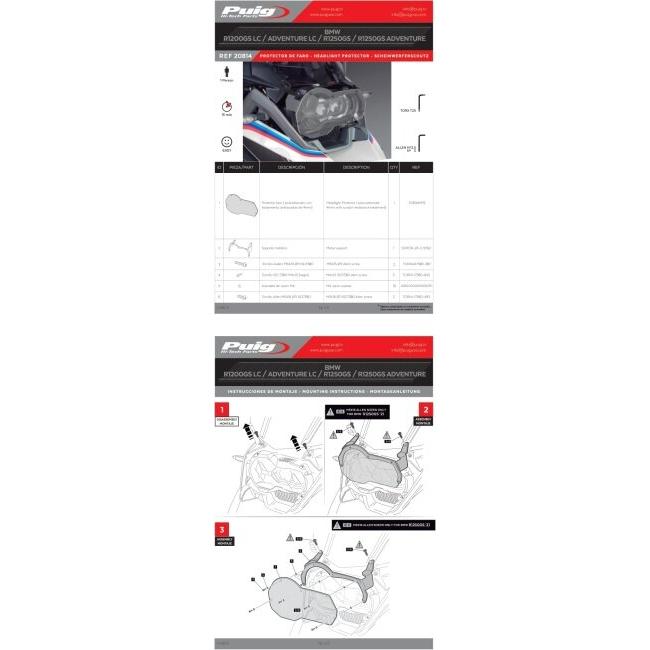 Puig（プーチ） ヘッドライトプロテクター R 1250 GS TRIPLE BLACK