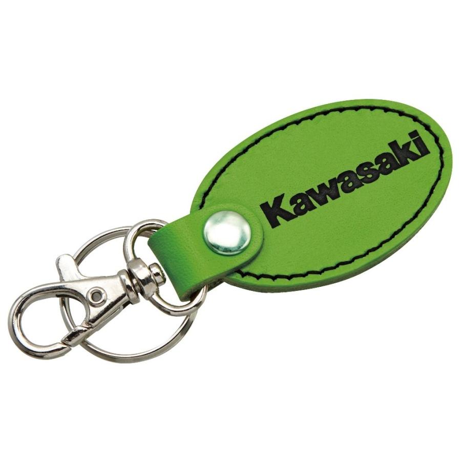 カワサキ（Kawasaki） オーバルレザーキーホルダー カラー：グリーン