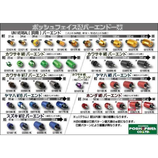 POSH Faith ポッシュ フェイス ウルトラヘビーバーエンドタイプ2 HONDA／SUZUKI系 M6タイプ カラー：チタン HONDA ホンダ SUZUKI スズキ バーエンド ハンドル | ブランド登録なし | 05