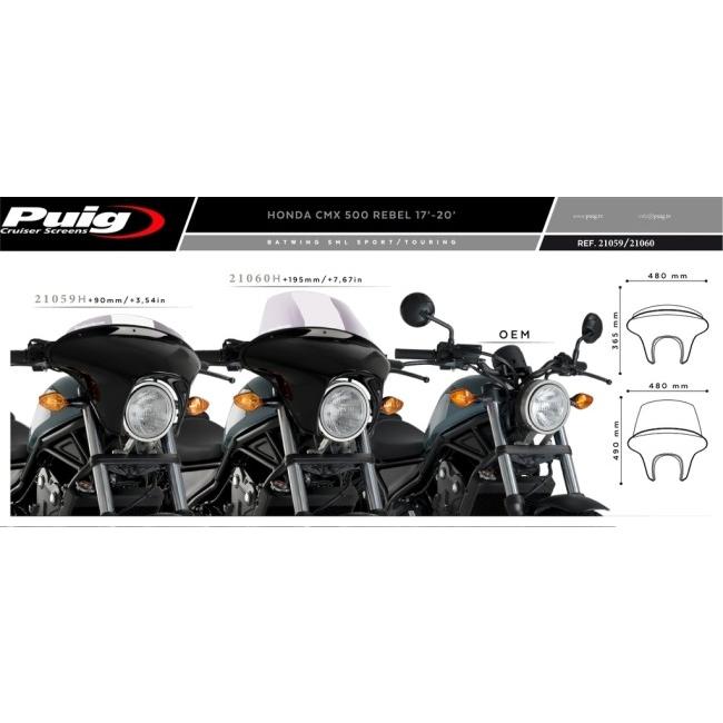 Puig プーチ ウインドシールド バットウイング SML(TOURING) スクリーンカラー：クリア CMX 500 REBEL 300 250 HONDA ホンダ ビキニカウル カウル関連 外装
