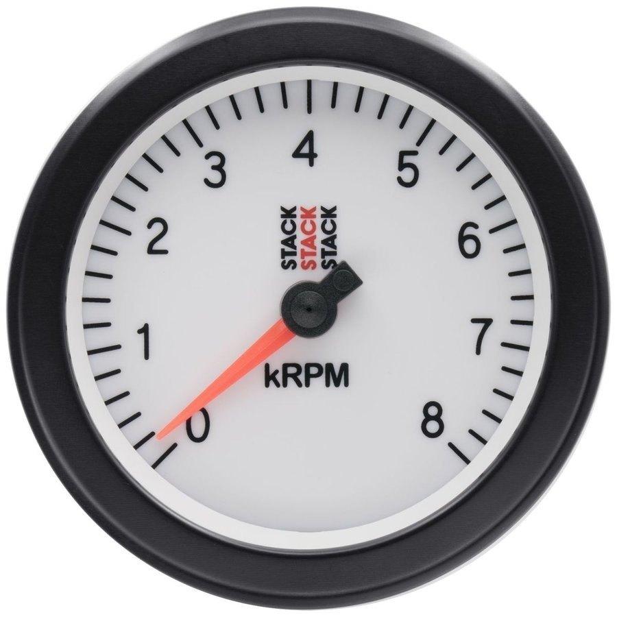 STACK スタック ST100 スポーツ・タコメーター 文字盤カラー：ホワイト / 回転数表示：0-8000rpm タコメーター メーター・インジケーター関係 電装系