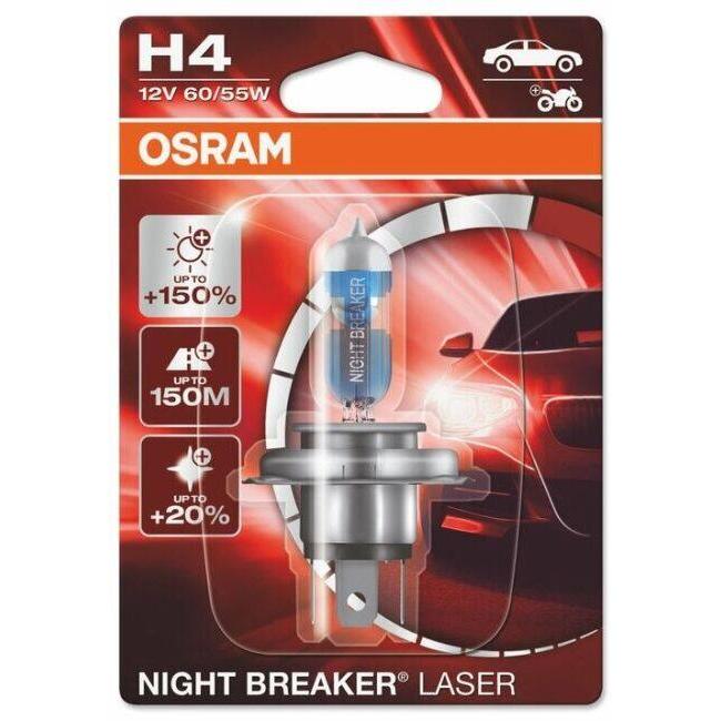 OSRAM オスラム H4ナイトブレーカー レーザーバルブ 12V 60/55W P43t-38-1 piece ハロゲンヘッドライトバルブ 灯火類 電装系 | OSRAM | 02
