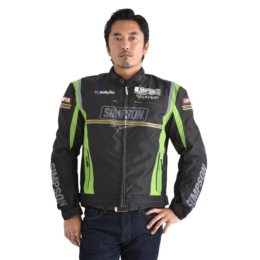 SIMPSON バイクウェア　レザー ３Ｌ ライムグリーングッズ紹介］シンプソン Leather Jacket SLJ-6111