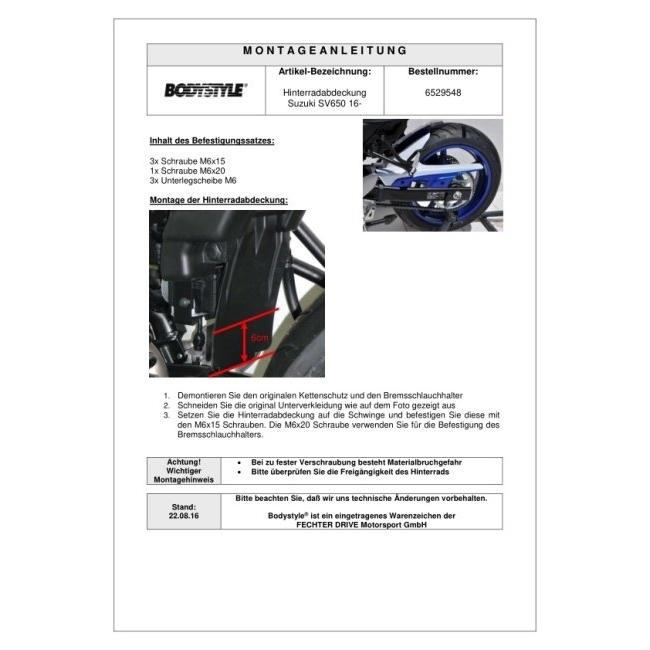BODY STYLE ボディースタイル Sportsline rear hugger SV 650 SUZUKI スズキ リアフェンダー フェンダー関連 外装の画像