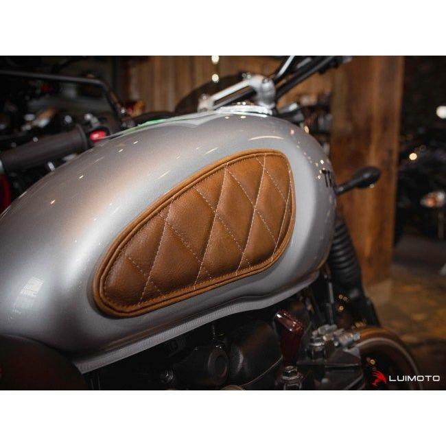 LUIMOTO ルイモト タンクリーフ カラー：TEC-GRIP／ヴィンテージブラック／イエローステッチ STREET CUP TRIUMPH トライアンフ ニーグリップパッド タンク関連 | LUIMOTO | 03