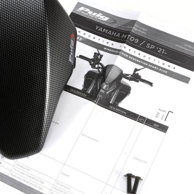 Puig プーチ ニュージェネレーションNKスクリーン(SPORT PLUS) カラー：カーボンプリント MT-09 SP YAMAHA ヤマハ スクリーン 外装_3