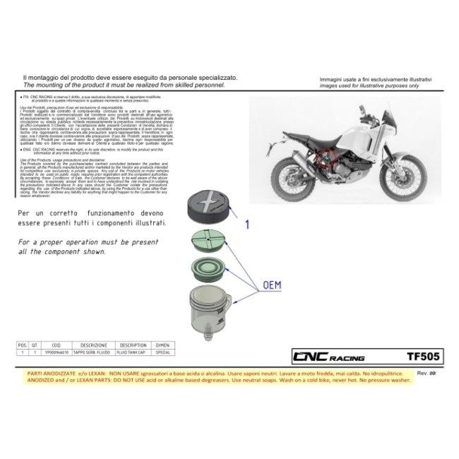 CNC Racing シーエヌシーレーシング リアブレーキリザーバータンクキャップ カラー：レッド DESERTX 937 DUCATI ドゥカティ ブレーキの画像