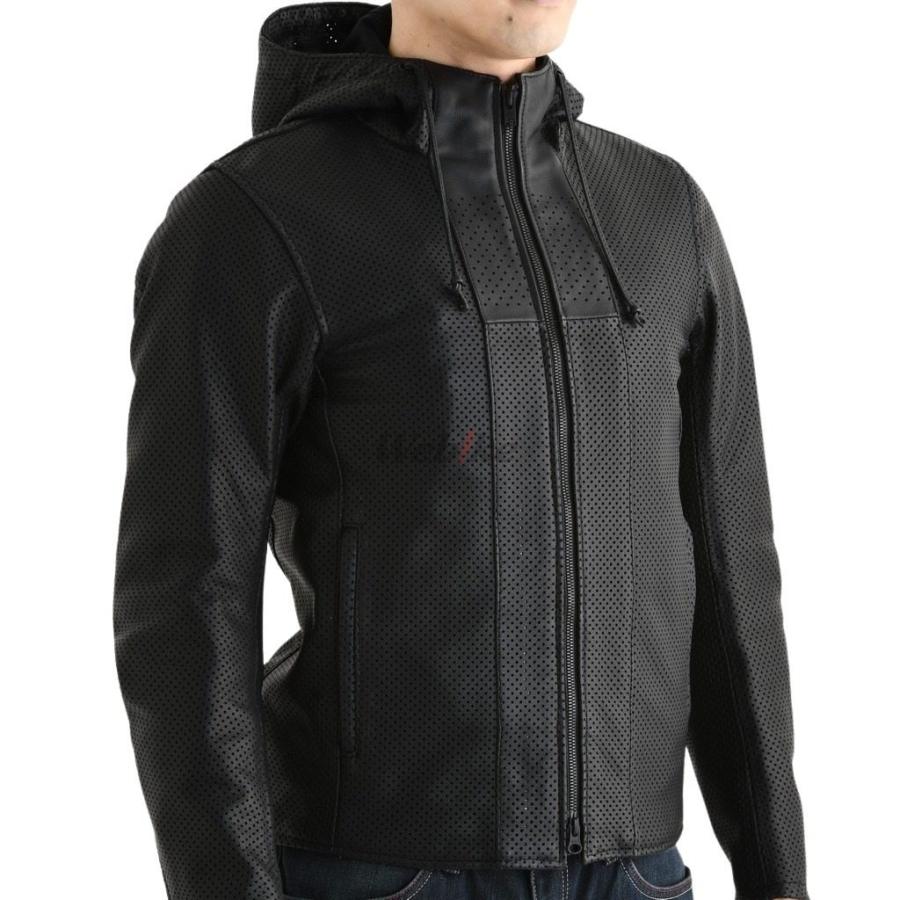 KADOYA RIDERS PARKA-PL　Lサイズ　ブラック 革ジャン レザーパーカー パンチング｜カドヤ公式オンラインショップ