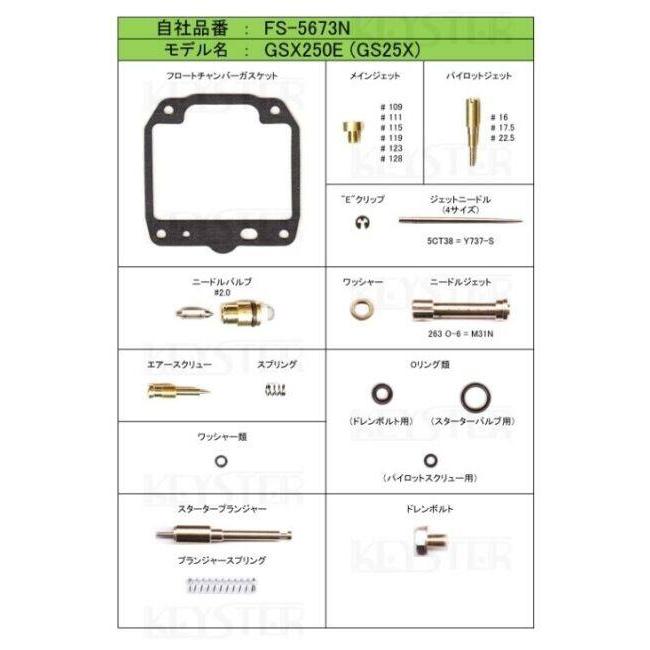 GSX250E 部品セット KEYSTER（キースター） キャブレター燃調キット オーバーホール