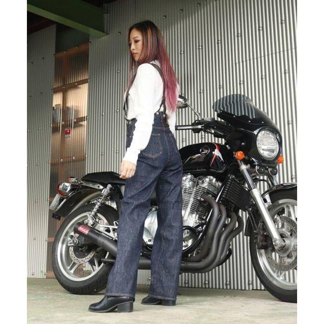 児島ジーンズ レディース 13ozストレッチ サスペンダーワイドパンツ