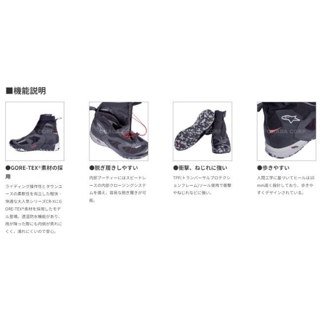 alpinestars アルパインスターズ CR-8 GORE-TEX(R) SHOE［シーアールエイト ゴアテックス シューズ ブラックグレー／ブライトレッド］ライディングシューズ