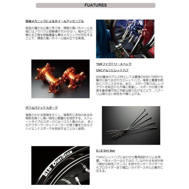 【クーポン】 TGR TECHNIX GEAR ティージーアールテクニクスギア TYPE-R Super Motard(モタード)用ホイール(前後セット) 【PET2488176917】(90585円)