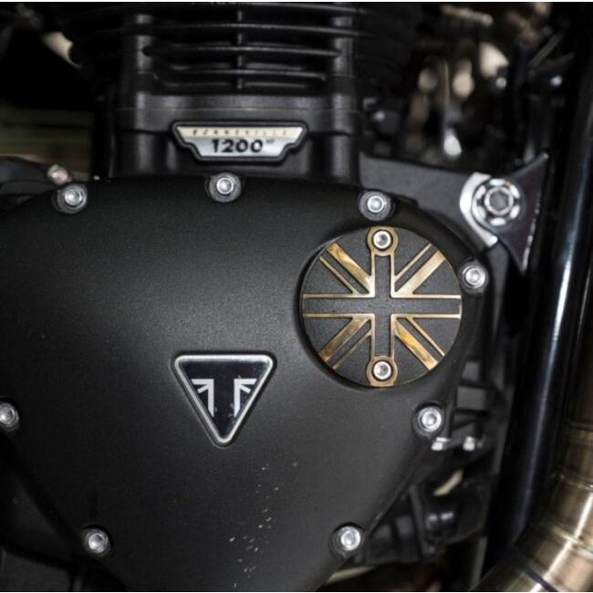 Motone Customs モートーンカスタムズ ジェネレーターバッジ ユニオンジャック カラー：ブラス／ブラック TRIUMPH トライアンフ 外装 | ブランド登録なし | 03