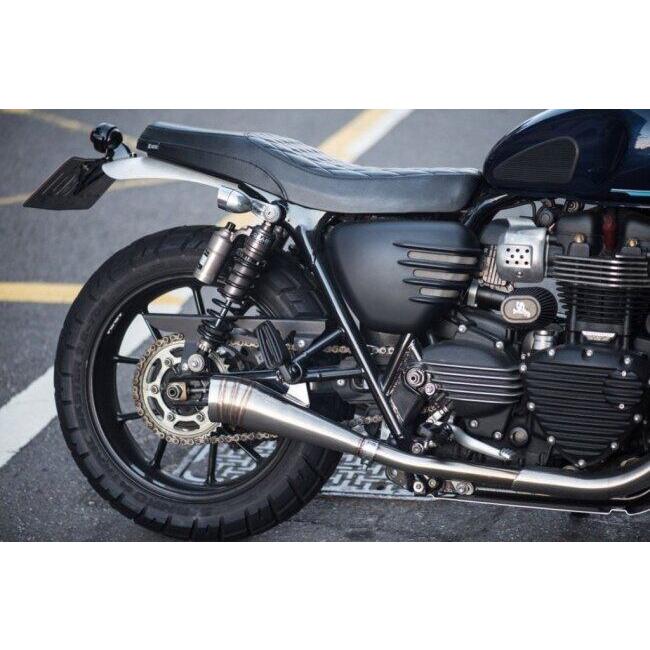 Motone Customs モートーンカスタムズ スプロケットカバー リブ カラー：ブラック／ポリッシュ BONNEVILLE T100 T120 SCRAMBLER 900 SPEED TWIN STREET CUPの画像