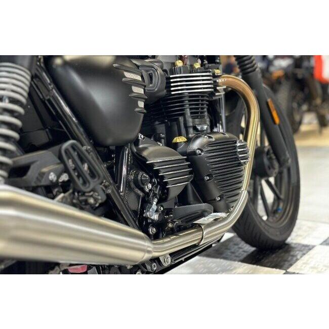 Motone Customs モートーンカスタムズ スプロケットカバー リブ カラー：ブラック／ポリッシュ BONNEVILLE T100 T120 SCRAMBLER 900 SPEED TWIN STREET CUPの画像
