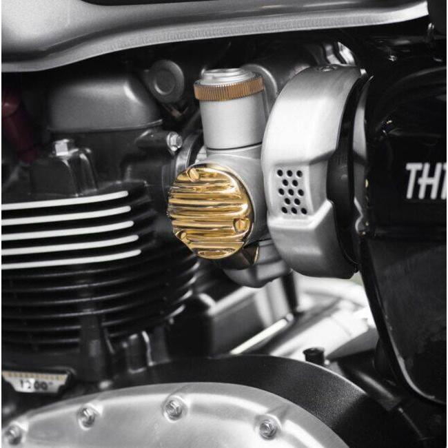 Motone Customs モートーンカスタムズ スロットルボディカバー リブ カラー：ブラス BONNEVILLE T120 BOBBER SPEEDMASTER THRUXTON 1200 1200R 1200RS 吸気関連 | ブランド登録なし | 01
