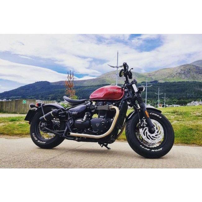 Motone Customs モートーンカスタムズ スラッシュカットマフラー MAYHEM カラー：シルバー TRIUMPH トライアンフ フルエキゾーストマフラー マフラーの画像
