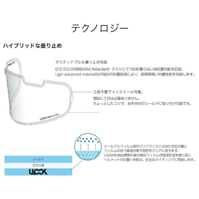 MITSUBA ミツバサンコーワ ヘルメット用防曇フィルム ULOOK CWR-F2／R用 カラー：クリア X-Fifteen Z-8 ピンロック ヘルメット | MITSUBA | 06