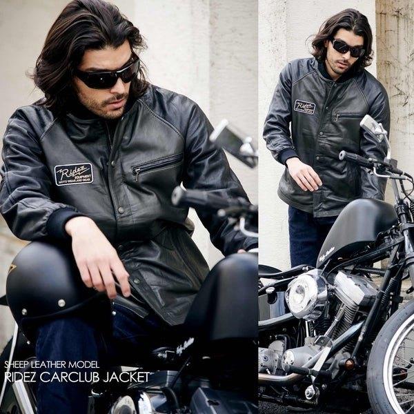 ライズ RIDEZ 羊革 シングルライダースジャケット XL シープレザー RIDEZ ライズ バイク用 カークラブコート レザージャケット サイズ：XL