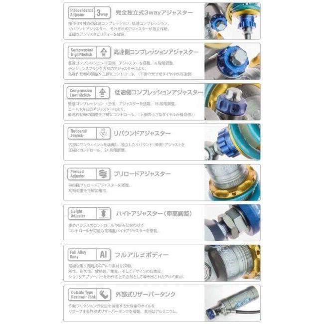 NITRON ナイトロン リアサスペンション MINIショックR3シリーズ ダンパーロッドコーティング(DLC)：なし / スプリングカラー：ターコイズブルー サスペンション | NITRON | 08