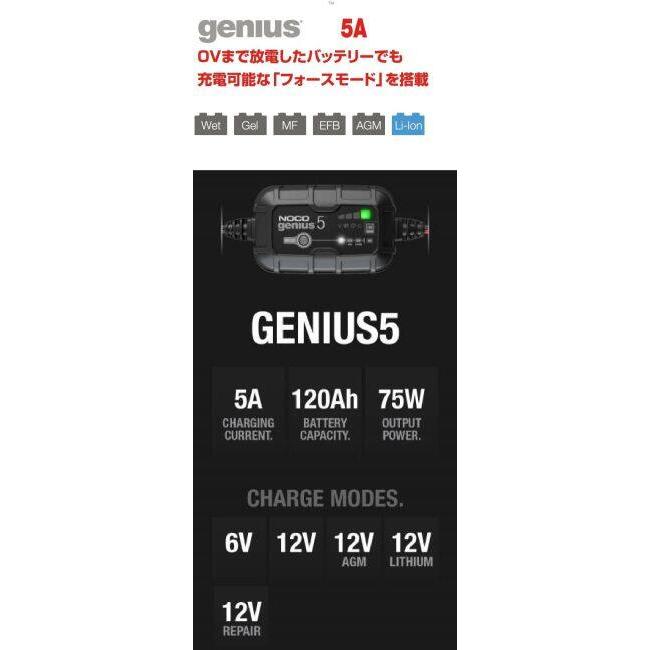 NOCO（ノコ） バッテリーチャージャー Genius5 バッテリー充電器