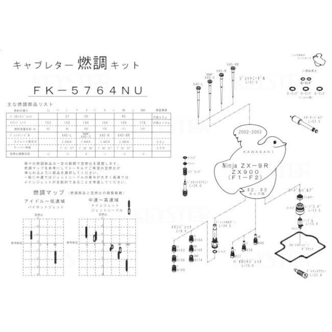 KEYSTER キースター キャブレター燃調キット オーバーホール＆セッティングパーツセット タイプ：インサイドキャブ（#2 #3）用 Ninja(ニンジャ)ZX-9R 吸気関連 | KEYSTER | 02