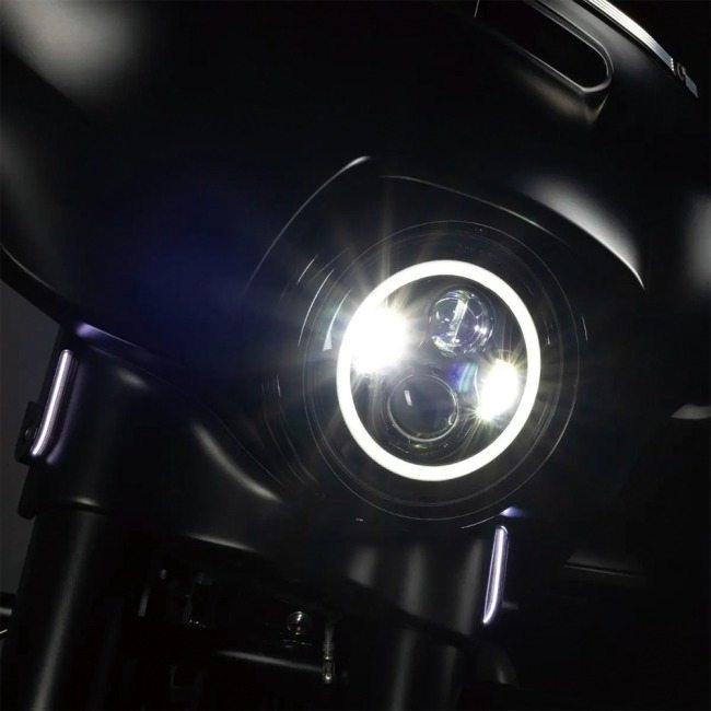 Hogworkz ホグワークズ 7″LED HALOMAKER ヘッドライト 仕上がり：クロム 7″ヘッドライト装着車 HARLEY-DAVIDSON ハーレーダビッドソン 灯火類 電装系の画像